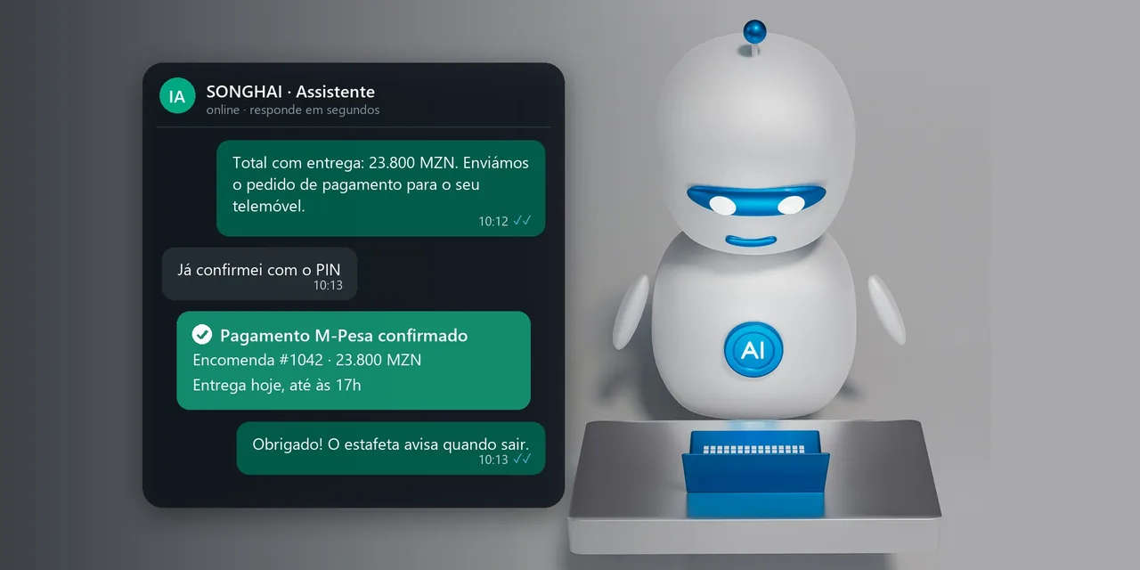 Ilustração do artigo: Vender pelo WhatsApp e receber por M-Pesa: como funciona um agente que trata da encomenda ao pagamento